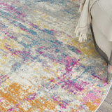 8' Blue And Pink Round Abstract Power Loom Area Rug - Homeroots - Flyclothing LLC