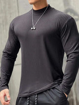 Men's Mock Neck Long Sleeve T-Shirt - Trendsi - Flyclothing LLC