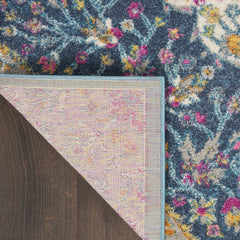 8' Teal Blue Power Loom Runner Rug - Homeroots