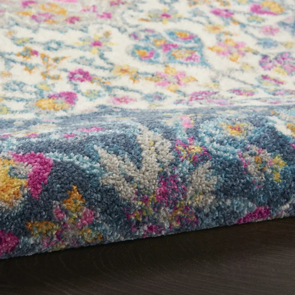 8' Teal Blue Power Loom Runner Rug - Homeroots - Flyclothing LLC