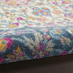 8' Teal Blue Power Loom Runner Rug - Homeroots