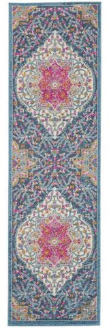 8' Teal Blue Power Loom Runner Rug - Homeroots - Flyclothing LLC