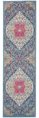 8' Teal Blue Power Loom Runner Rug - Homeroots