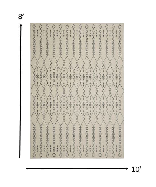 8' X 10' Gray Geometric Power Loom Area Rug - Homeroots