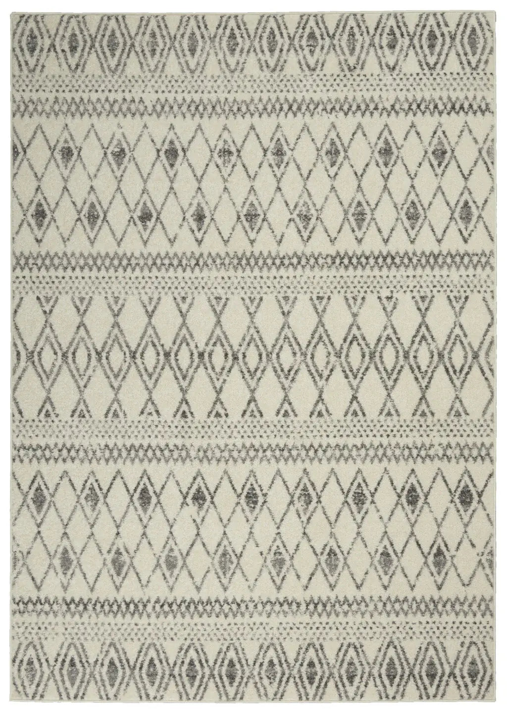 5' X 7' Gray Geometric Berber Power Loom Area Rug - Homeroots - Flyclothing LLC