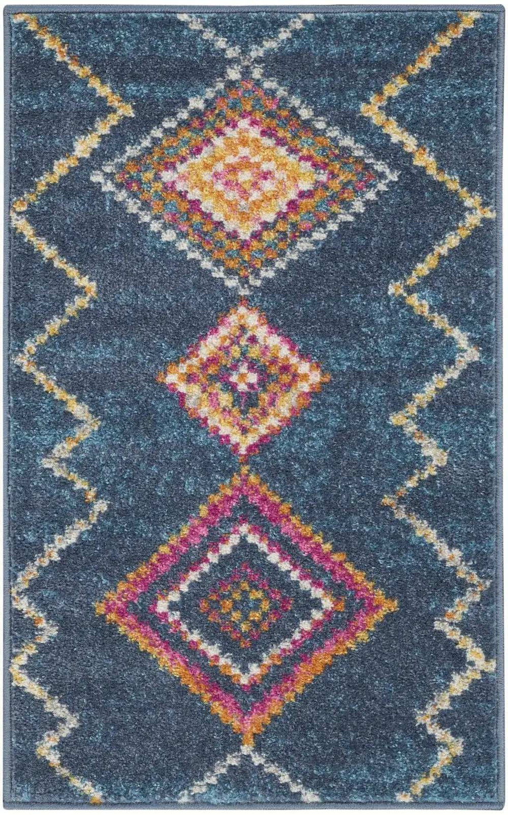 2' X 3' Navy Blue Southwestern Berber Area Rug - Homeroots - Flyclothing LLC