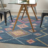 5' X 7' Navy Blue Southwestern Berber Area Rug - Homeroots - Flyclothing LLC