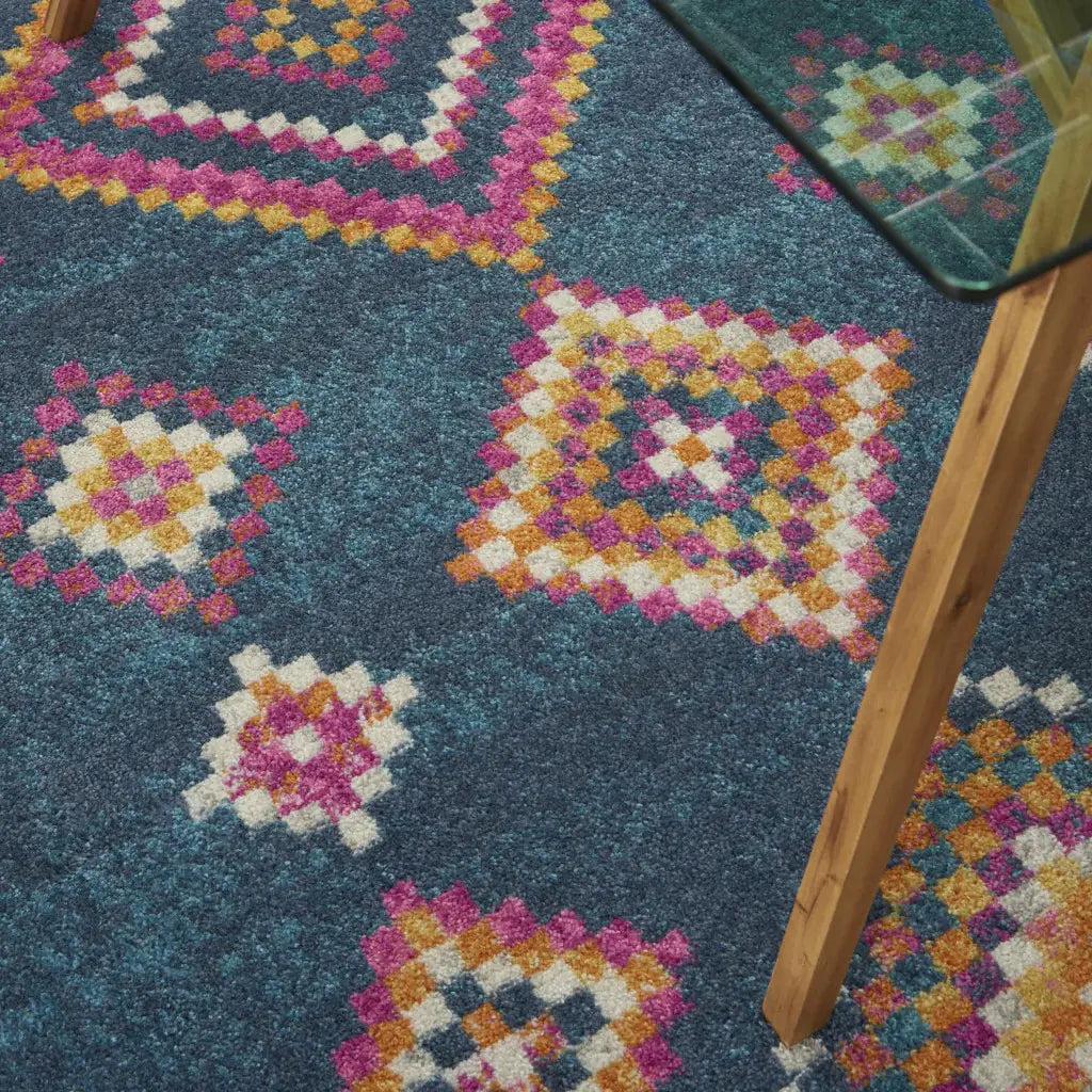 5' X 7' Navy Blue Southwestern Berber Area Rug - Homeroots - Flyclothing LLC