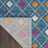 5' X 7' Blue And Orange Geometric Dhurrie Area Rug - Homeroots