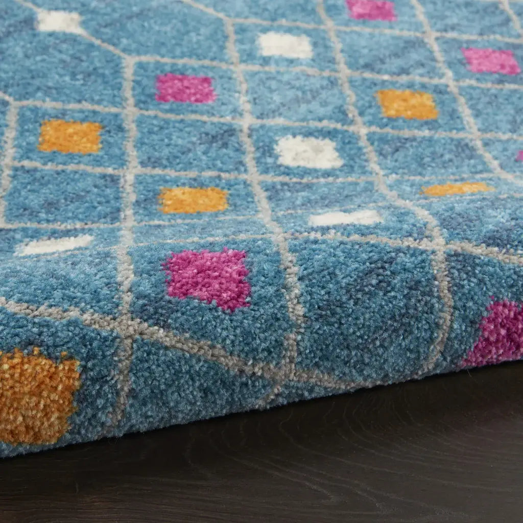 5' X 7' Blue And Orange Geometric Dhurrie Area Rug - Homeroots - Flyclothing LLC