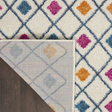 5' X 7' Blue And Ivory Geometric Dhurrie Area Rug - Homeroots