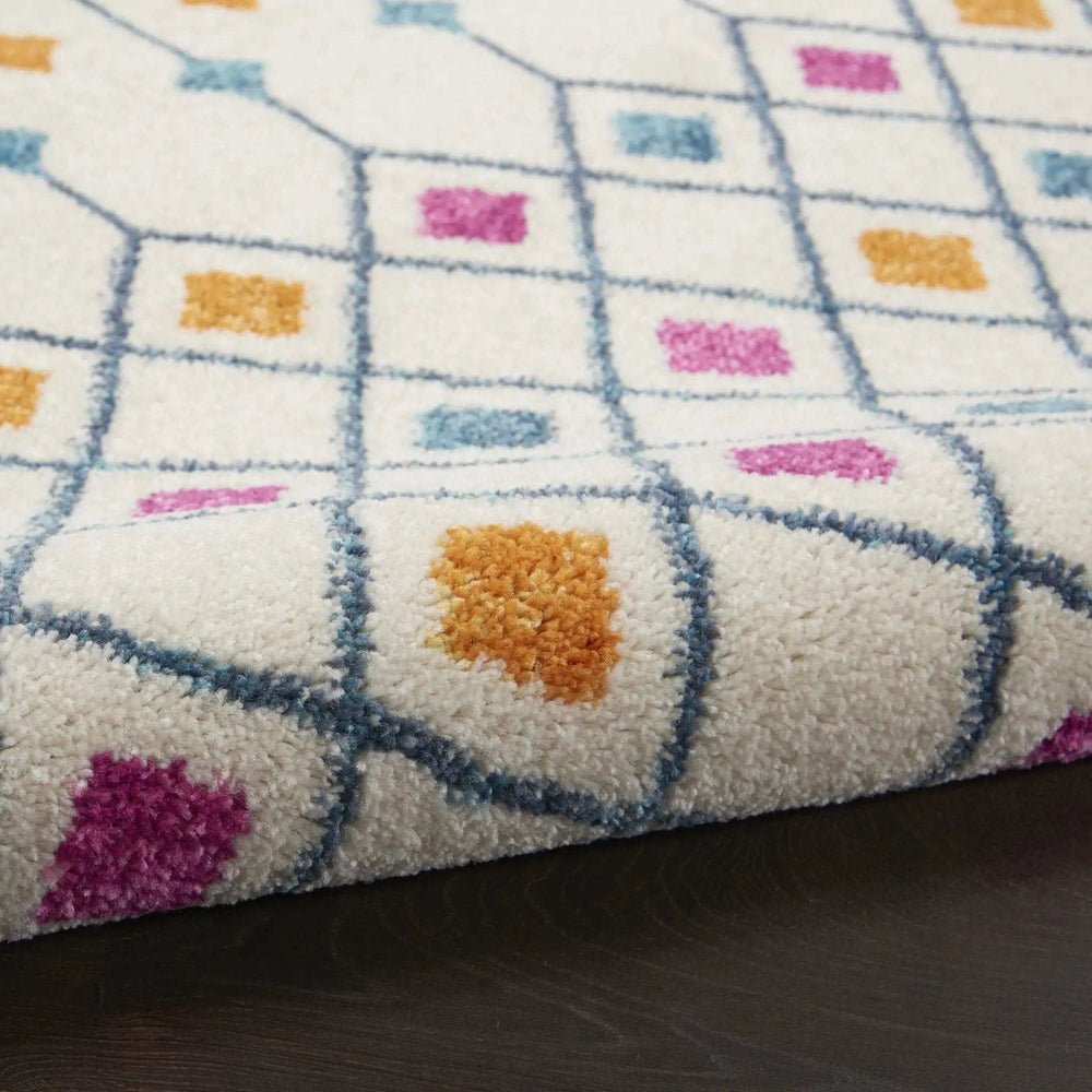 5' X 7' Blue And Ivory Geometric Dhurrie Area Rug - Homeroots - Flyclothing LLC