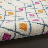 5' X 7' Blue And Ivory Geometric Dhurrie Area Rug - Homeroots