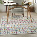 5' X 7' Blue And Ivory Geometric Dhurrie Area Rug - Homeroots
