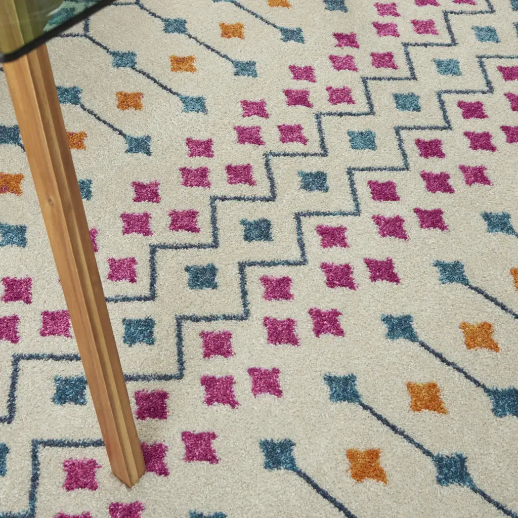 5' X 7' Blue And Ivory Geometric Dhurrie Area Rug - Homeroots - Flyclothing LLC