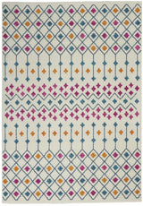 5' X 7' Blue And Ivory Geometric Dhurrie Area Rug - Homeroots - Flyclothing LLC