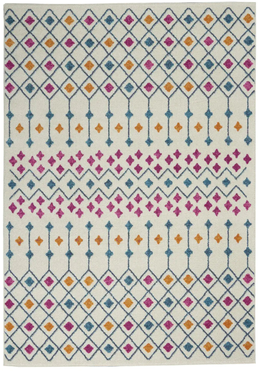 5' X 7' Blue And Ivory Geometric Dhurrie Area Rug - Homeroots - Flyclothing LLC