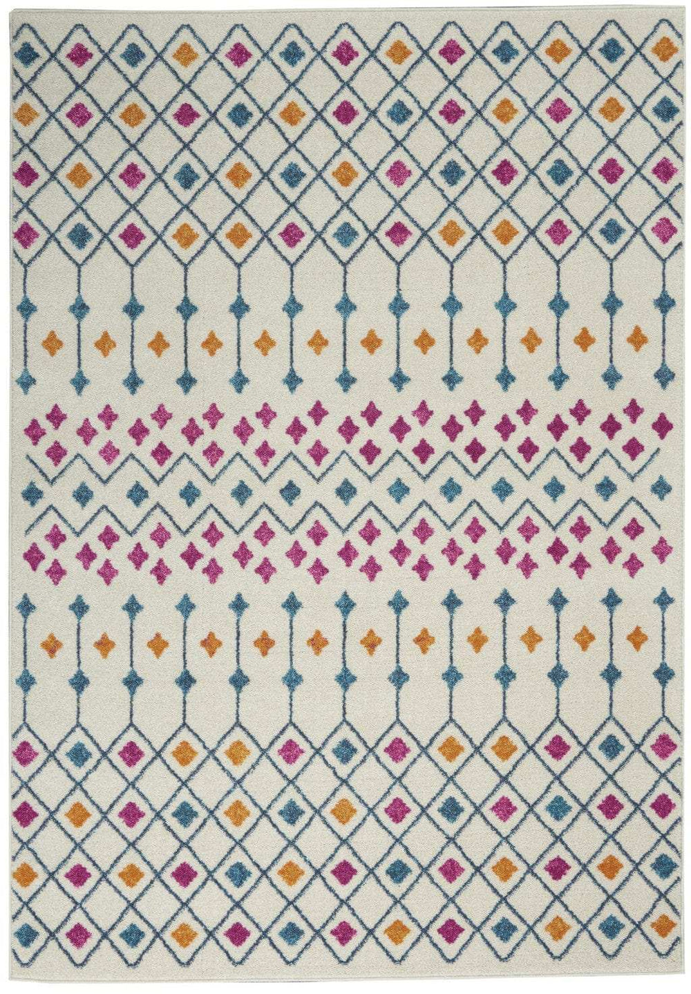 5' X 7' Blue And Ivory Geometric Dhurrie Area Rug - Homeroots - Flyclothing LLC