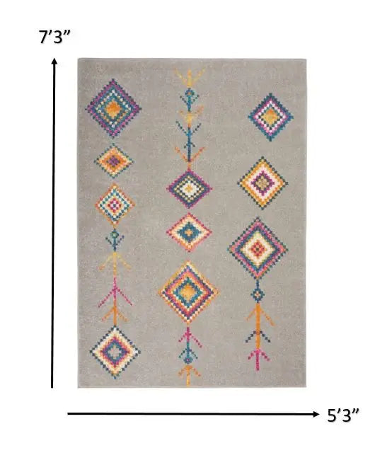 5' X 7' Gray Geometric Berber Area Rug - Homeroots - Flyclothing LLC