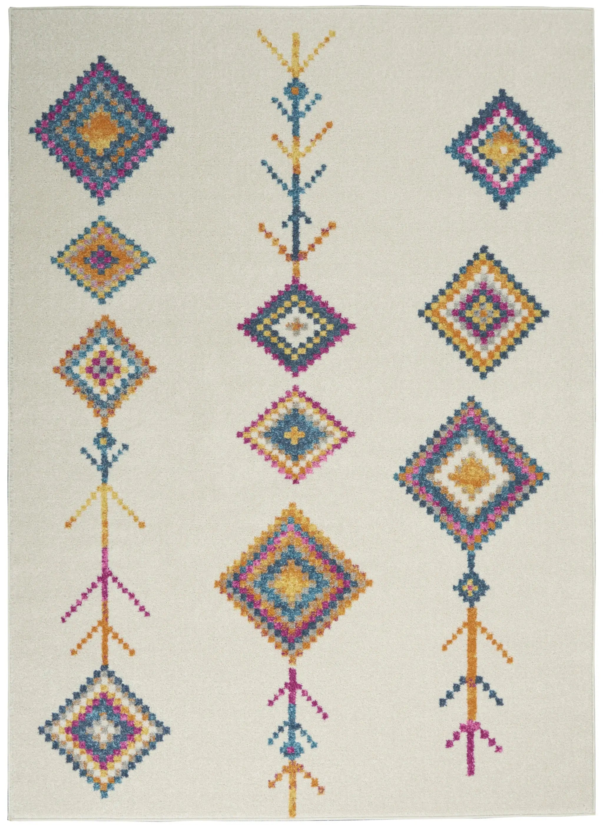 5' X 7' Ivory Geometric Berber Area Rug - Homeroots - Flyclothing LLC