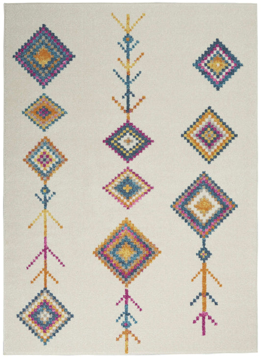 5' X 7' Ivory Geometric Berber Area Rug - Homeroots - Flyclothing LLC