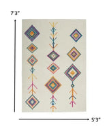 5' X 7' Ivory Geometric Berber Area Rug - Homeroots - Flyclothing LLC