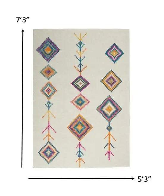 5' X 7' Ivory Geometric Berber Area Rug - Homeroots - Flyclothing LLC