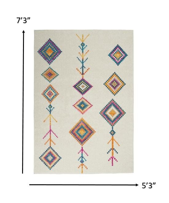 5' X 7' Ivory Geometric Berber Area Rug - Homeroots