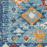 8' Blue And Orange Geometric Dhurrie Runner Rug - Homeroots - Flyclothing LLC