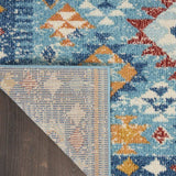 8' Blue And Orange Geometric Dhurrie Runner Rug - Homeroots - Flyclothing LLC