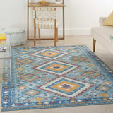 4' X 6' Blue And Orange Geometric Dhurrie Area Rug - Homeroots - Flyclothing LLC