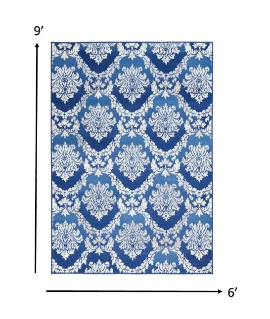 6' X 9' Blue Floral Dhurrie Area Rug - Homeroots - Flyclothing LLC