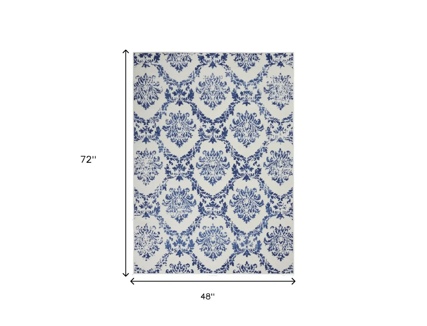 4' X 6' Blue And Ivory Floral Dhurrie Area Rug - Homeroots - Flyclothing LLC