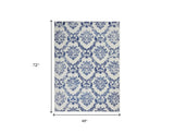 4' X 6' Blue And Ivory Floral Dhurrie Area Rug - Homeroots - Flyclothing LLC