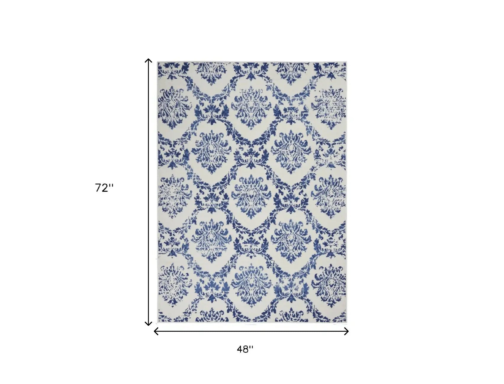 4' X 6' Blue And Ivory Floral Dhurrie Area Rug - Homeroots - Flyclothing LLC