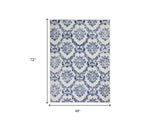 4' X 6' Blue And Ivory Floral Dhurrie Area Rug - Homeroots - Flyclothing LLC