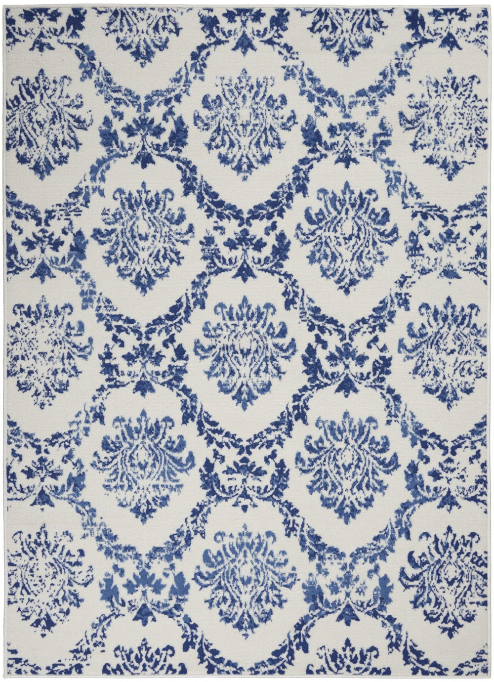 6' X 9' Blue And Ivory Floral Dhurrie Area Rug - Homeroots - Flyclothing LLC