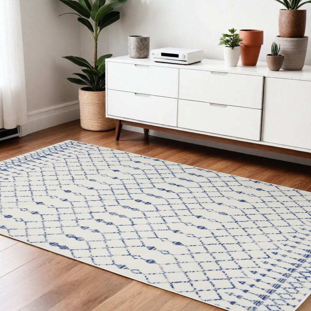 4' X 6' Ivory Geometric Berber Area Rug - Homeroots - Flyclothing LLC