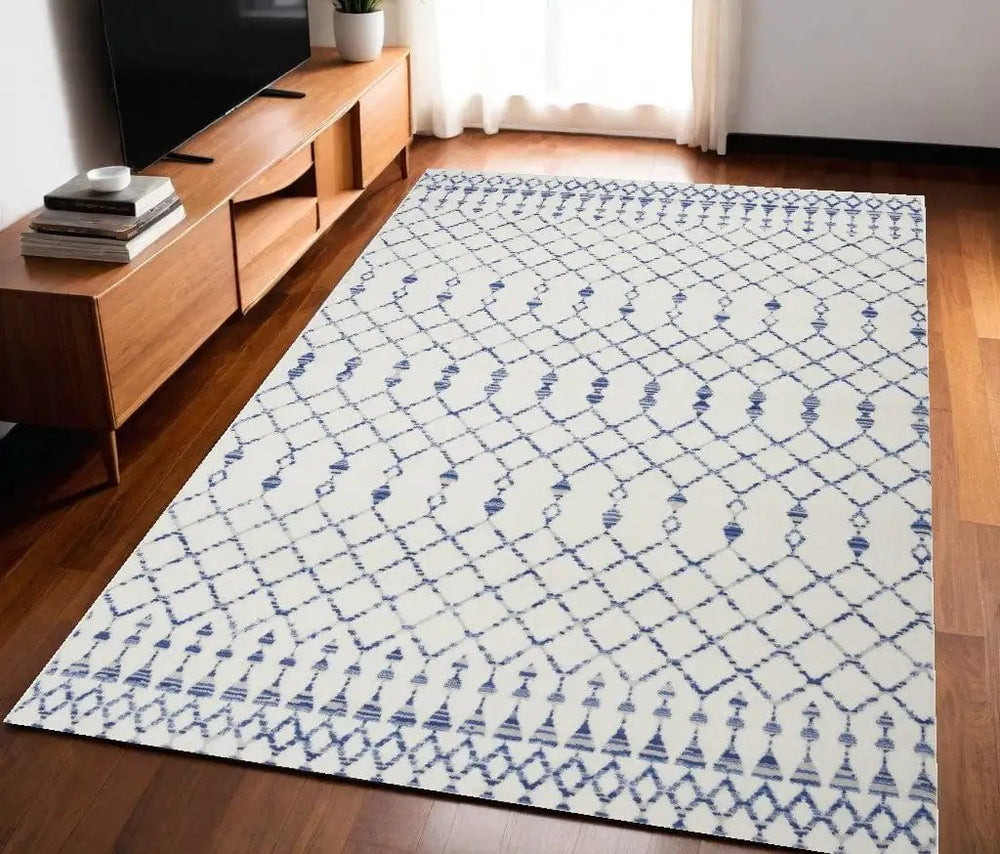 5' X 7' Ivory Geometric Berber Area Rug - Homeroots