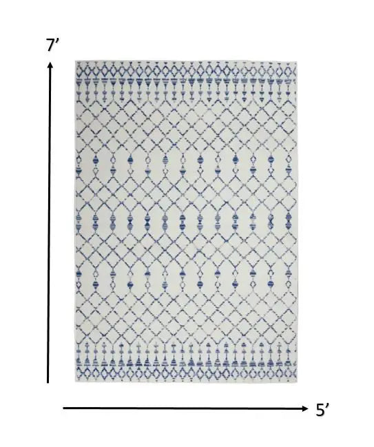 5' X 7' Ivory Geometric Berber Area Rug - Homeroots - Flyclothing LLC