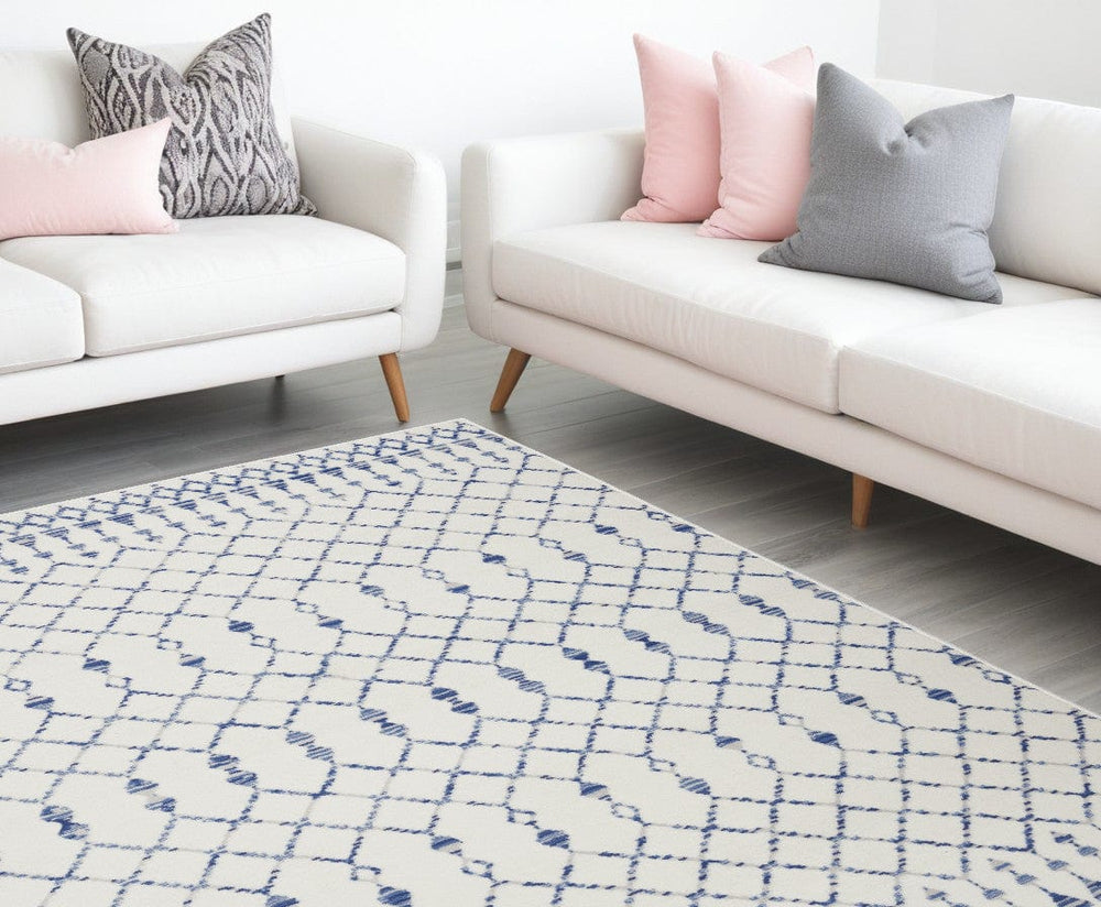6' X 9' Ivory Geometric Berber Area Rug - Homeroots