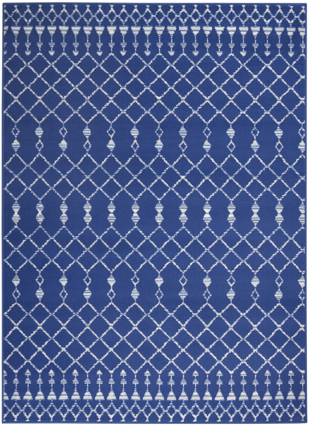 4' X 6' Navy Blue Geometric Berber Area Rug