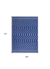 4' X 6' Navy Blue Geometric Berber Area Rug - Homeroots - Flyclothing LLC