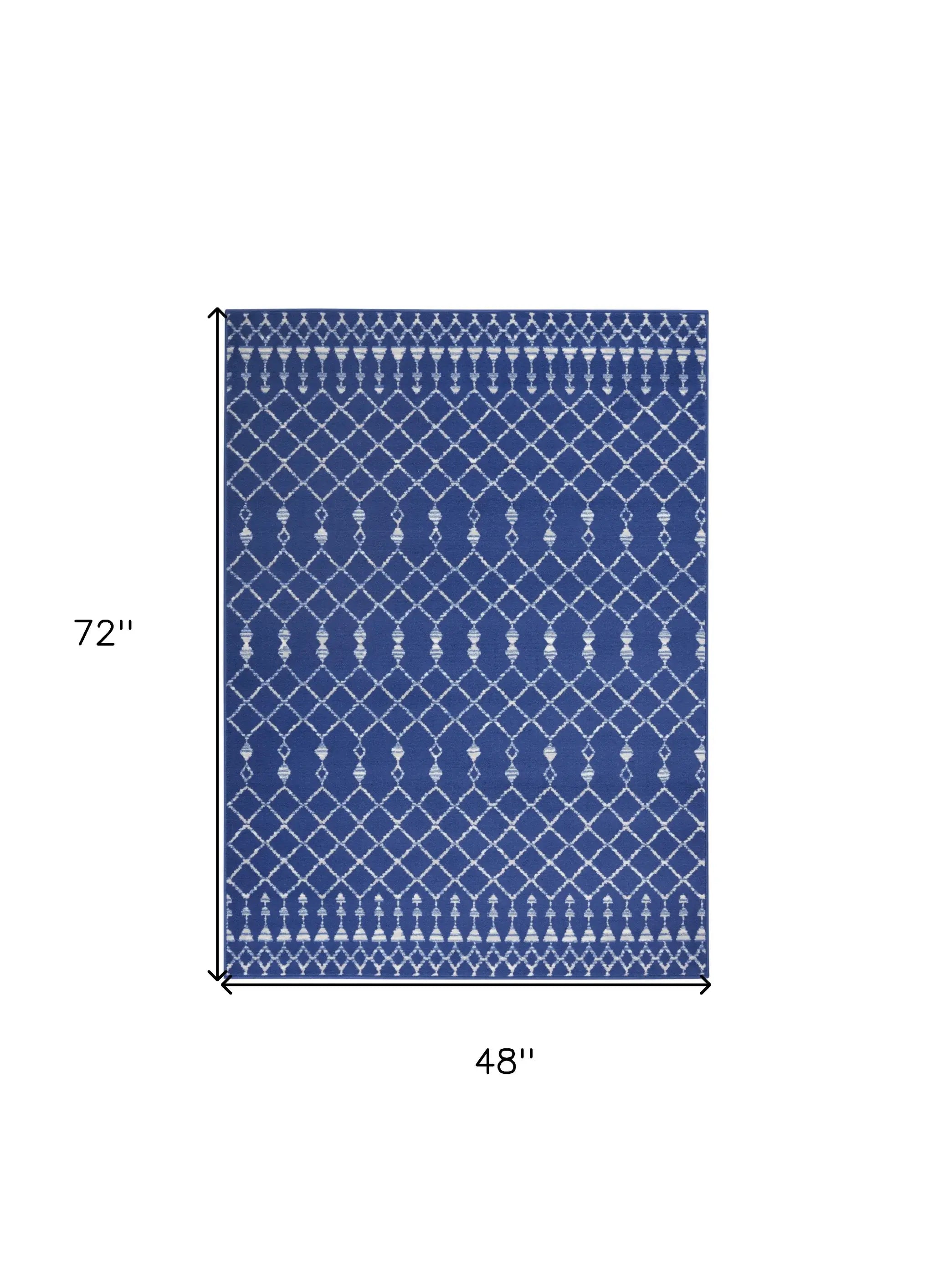4' X 6' Navy Blue Geometric Berber Area Rug - Homeroots - Flyclothing LLC