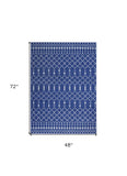 4' X 6' Navy Blue Geometric Berber Area Rug