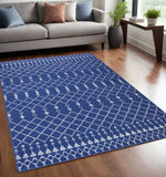 5' X 7' Navy Blue Geometric Berber Area Rug - Homeroots