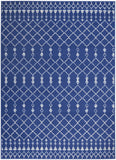 5' X 7' Navy Blue Geometric Berber Area Rug - Homeroots