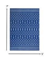 5' X 7' Navy Blue Geometric Berber Area Rug - Homeroots - Flyclothing LLC