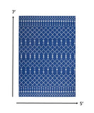 5' X 7' Navy Blue Geometric Berber Area Rug - Homeroots
