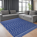 6' X 9' Navy Blue Geometric Berber Area Rug - Homeroots
